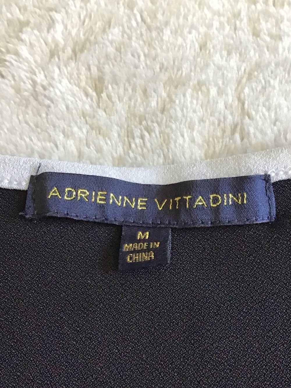 Adrienne Vittadini Black Short Sleeve V-Neck Top with White Trim - Picture 6 of 8
